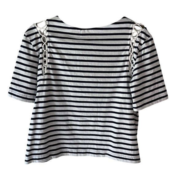 NWT A.L.C. Striped Cropped Tee Shirt Cotton Size S‎ - Picture 4 of 5